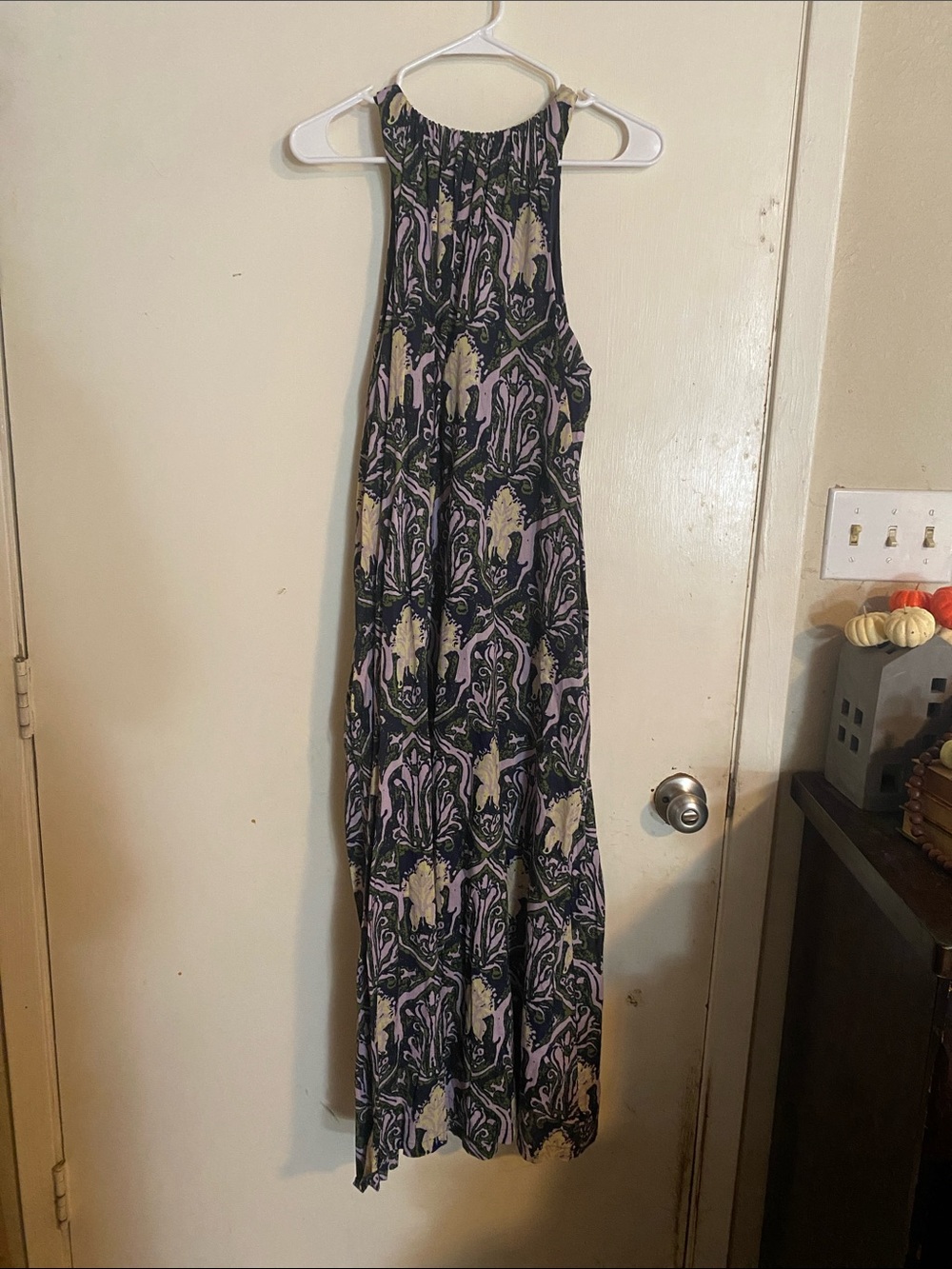 Cleobella Black & Lavender Printed Sleeveless Maxi Dress
